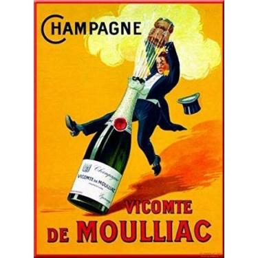 Imagem de Kexle Placa De Metal Francesa Retrô Ad Vicomte Moulliac Champagne Vintage 8X12 Lata Decoração Parede Para Casa