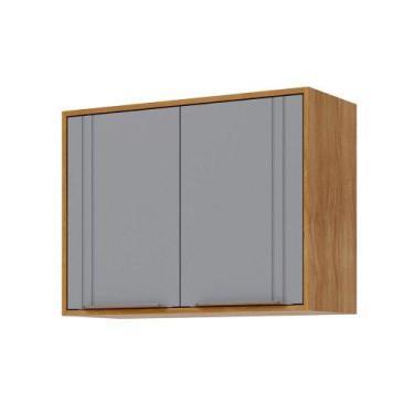 Imagem de Armário Aéreo p/ Cozinha Aurea c/ 2 Portas 80cm Cinamomo/Platina - MGM