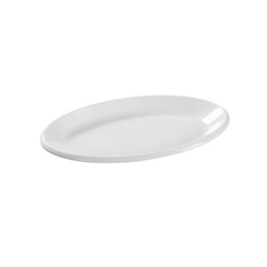 Imagem de Prato de peixe oval branco simples de imitação de melamina esmaltada estilo nórdico - prato de peixe de 40 cm de espessura