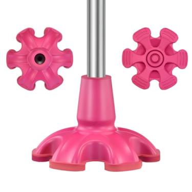 Imagem de Ponta de bengala de 3/10.2 cm, 6 pés de bengala, ponta de bengala autônoma, 6 pés de suporte, base de substituição, bengalas de caminhada, bengalas dobráveis rosa