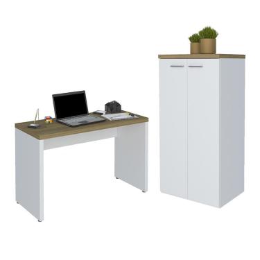 Imagem de Conjunto Escrivaninha E Armário Mannheim Olmo Branco