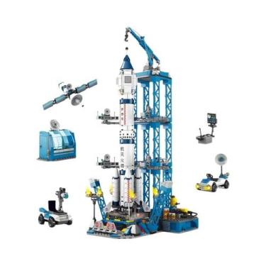Imagem de Conjunto De Blocos De Construção De Foguete Espacial Infantil Com Figu