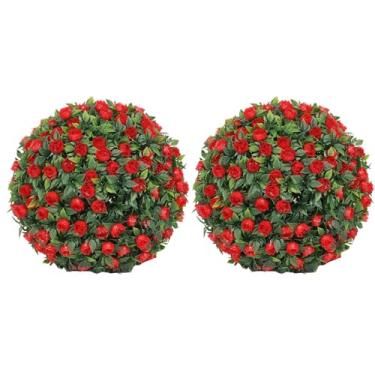 Imagem de Bolas de Buxo Artificiais | Plantas De Bolas De Buxo Falso | 2 Peças Resistente Aos Raios UV Penduráveis Ornamentos De Decoração Para Jardim, Terraço, Varanda E Pátio