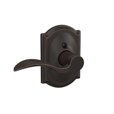 Imagem de Schlage Maçaneta de realce com acabamento Camelot trava não giratória em bronze envelhecido - canhoto - F170 ACC 716 CAM LH