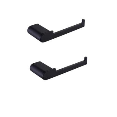 Imagem de Acessórios para banheiro preto fosco - Suporte para toalhas de parede, porta-papel e saboneteira | Conjunto de 4 peças, 2 porta-papel