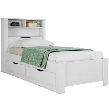 Imagem de Cama Solteiro Infinity Com Baú E 2 Gavetas - Casa Chick Branco - SANTO