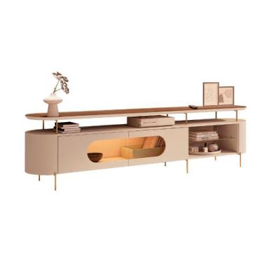 Imagem de Rack Bancada Ária com Led e Prateleira Vidro TV Até 85 Polegadas Off W