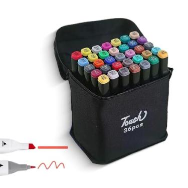 Imagem de Conjunto Estojo Caneta Canetinha Permanente Ponta Dupla Para Colorir 36 Unidades Touch (36 Cores)