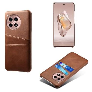 Imagem de Capas Compatível com Oneplus 12R 5G,Caso de couro PU-Tampa de telefone a prova de choque com 2 slots de cartão,Proteção anti-impressão digital e anti-gota-Brown