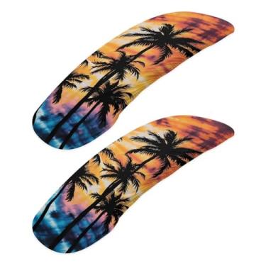 Imagem de Wanzuoeng Capas de braço para cadeira de escritório com estampa de coqueiro, pacote com 2, capas elásticas à prova de poeira, para cadeira de computador, ajuste universal, fácil de instalar