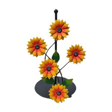 Imagem de AFXGUSD Suporte de papel toalha de pé, suporte de rolo de flores, organizador, de lenços de papel vertical versátil para casamento, sala de estudo, banheiro, Margaridas