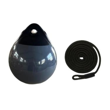 Imagem de Vaveren Bola de bóia para barco, acessórios para bola de proteção, versátil com ilhós com corda, bóia de âncora redonda para barcos pequenos, pequeno, Corda Negra