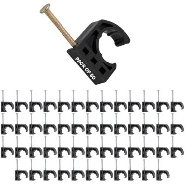 Imagem de Gancho em J de meia braçadeira Highcraft ID234x50 com prego para suporte de tubo Pex Tubing, 1,27 cm, preto