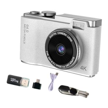 Imagem de predolo Câmera digital portátil CCD de brinquedo 11,7 x 6,4 x 2,9 cm com luz de preenchimento integrada para estudantes iniciantes, versátil, tela 4K HD de 48, Branco