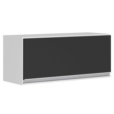 Imagem de Armário Aéreo Multiuso Geladeira Lux 70cm 100% MDF 01 Porta Basculante Branco Preto - Abmaza