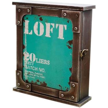 Imagem de Organizador De Caixa De Chaves Pequeno Hotel Retro Estilo Industrial Armário De Chaves, Decoração Montada Na Parede De Café Gerenciamento De Chaves, Black, 6-keys