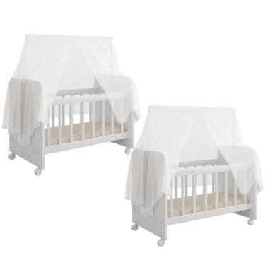 Imagem de Kit 02 Berços Boneca Magia C02 Brinquedo Infantil Branco