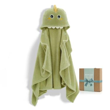 Imagem de Toalha de bebê com capuz Momcozy Visualize Health Label Coral Fleece