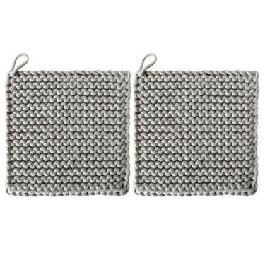 Imagem de Suportes de panela de crochê, 2 peças porta-copos quadrados de algodão resistentes ao calor para tigela quente bule de chá