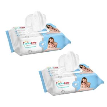 Imagem de Kit C2 Lenço Umedecido Quick Baby Recém-Nascido 100 Unidades - HYGIELI
