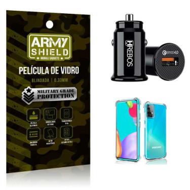 Imagem de Kit Carregador Veicular Turbo 18w com Capinha Samsung A52 e Película 3