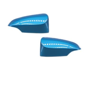 Imagem de Par de tampas de espelho lateral de asa, capa de espelho retrovisor, carcaça de concha compatível com Yaris 2012 2013 2014 2015 2016 2017 2018 2019 pintado - peças de reposição de alta qualidade(Blue