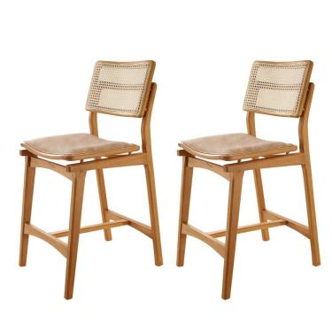 Imagem de Conjunto com 2 Banquetas em Madeira Isa Premium Milano / Imbuia Natural