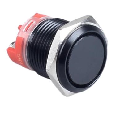 Imagem de DMWD Interruptor De Botão Pressão Metal Com Trava Resistente 16 Mm À Prova D'Água 20 A 12 V 24 110 Liga/Desliga 1 Nº 2 Terminais Parafuso Para Furo Montagem 5/8" Sem Led Preto Casco Marinho Barco Ca