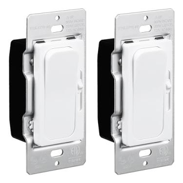 Imagem de TORCHSTAR Interruptor Dimerizável Para Lâmpadas Led, Halógenas E Incandescentes Reguláveis, 200 W/Unipolar Ou Tridirecional, Deslizante De 120 V, Listado Pela Etl, Pacote Com 2
