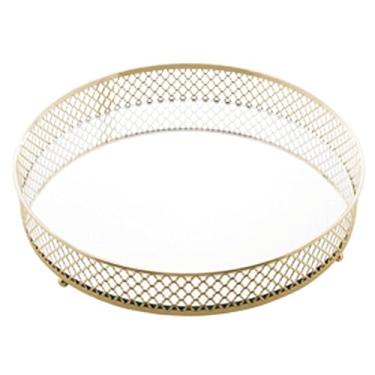 Imagem de BANDEJA DE METAL C/ESPELHO BARCELONA DOURADA 25x5cm