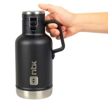 Imagem de Garrafa Térmica Growler, 1,9L, Aço Inoxidável, Tampa com Alça, Preto