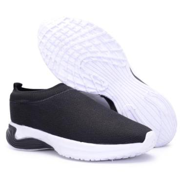 Imagem de Tênis Slip On Unissex Estilo Meia, Malha Knit, Solado EVA, Disponível em Preto, Branco e Rosa (Preto, BR, Adulto, Numérico, 38)