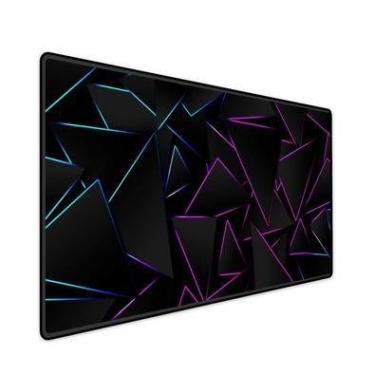 Imagem de Mouse Pad Gamer Speed Extra Grande Profissional 120x40  - Triangulos Neon Roxo