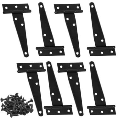 Imagem de Wopanxye Dobradiças para portão de jardim, 4 polegadas (100 mm) dobradiças em T com 6 furos com parafusos, ângulo aberto 270, revestimento à prova de ferrugem, para armários de janelas de porta de