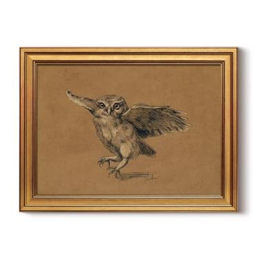 Imagem de WHASAYART Arte de parede vintage emoldurada a ouro para sala de estar, pintura de animais, decoração de prateleira para cozinha, arte estética de parede de quarto, melhores presentes para amigos ou