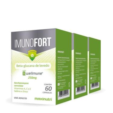 Imagem de Kit 3 Vitaminas A C E Selênio e Zinco Imunofort 60 cápsulas 250mg Maxi