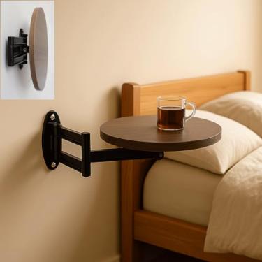 Imagem de Mesa dobrável montada na parede, mesa flutuante para parede, mesa lateral de sofá para espaços pequenos, mesa de centro dobrável de cabeceira, com suportes de alta durabilidade, complemento perfeito