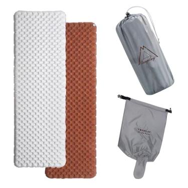 Imagem de TENPLAY Almofada de dormir de 12 cm de espessura com valor de 7,2 R para todas as estações, tapete de dormir ultraleve e portátil com saco de bomba, colchão de ar para acampamento