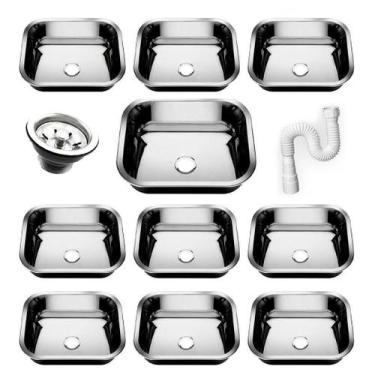 Imagem de 10 Cubas Pia Inox N0 40x34x14 Aço 430 Cozinha As Atacado Kit