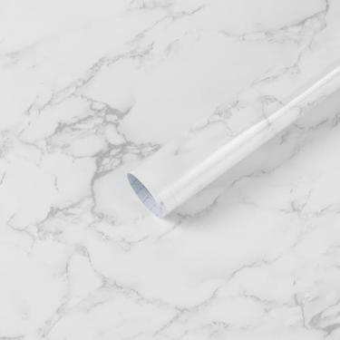 Imagem de Ismoon Papel de contato de mármore brilhante de 40 x 500 cm de cozinha, armários de bancada, papel de parede para remodelação de móveis, papel de parede amigável para locatário, papel de parede