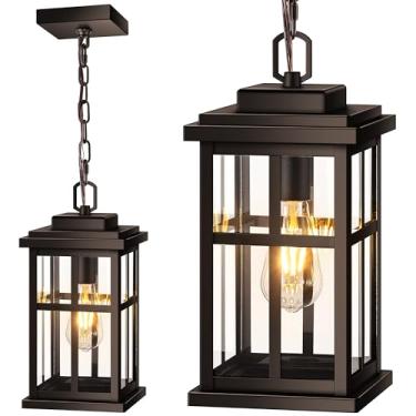 Imagem de OPAXIS Luzes pendentes grandes para varanda, luz externa pendurada em bronze, luz de pendurar ao ar livre para casa, varanda, entrada, impermeável, antiferrugem, 100% alumínio