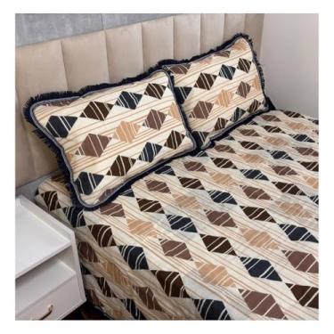 Imagem de Jogo de Colcha Casal Box Linhão com Franja e Fronhas Algodão – Cobre Leito Estampado Dupla Face, Macio e Durável(MODELO - 10)