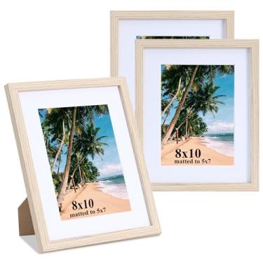 Imagem de LYYYXGYP Porta-retrato de 20 x 25 cm com tapete de grão de madeira, moldura para foto 20 x 25 cm, fosco a 13 x 17 cm, para montagem na parede e exibição de mesa, conjunto de 3