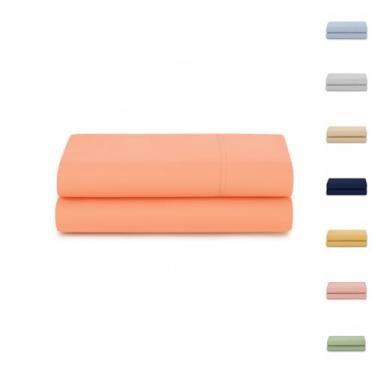 Imagem de Lençol 100% Algodão S/Elástico Avulso Liso com Viés Malha Penteada Fio 30/1 (Salmão, Solteiro)