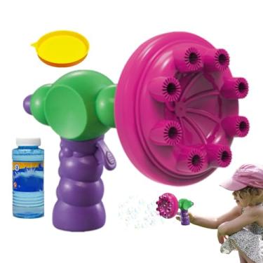 Imagem de Máquina de bolhas de girassol, máquina automática de bolhas | Máquina de bolhas de girassol para festas com música - Brinquedo elétrico para fazer bolhas com 8 furos, máquina portátil de bolhas, sopra