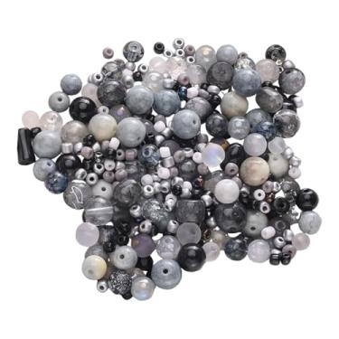 Imagem de Colaxi Kit de contas para fazer joias, contas de vidro mistas 30G, pulseira de vidro faça você mesmo, suprimentos de joias faça você mesmo para brincos, arte, Preto