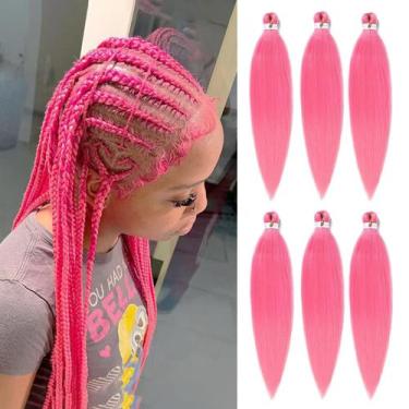 Imagem de Braiding Hair Alremyssy Pink, pré-esticado, 26", 6 unidades/lote