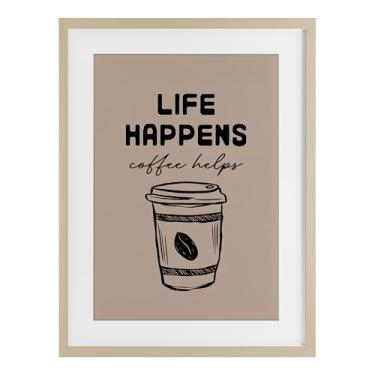 Imagem de Stupell Industries Impressão emoldurada Life Happens Coffee Helps Birch Under Glass da JJ Design House LLC, 23 x 17