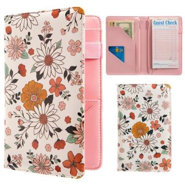 Imagem de Livro de servidor BECEERE rosa com 2 bolsos com zíper branco floral