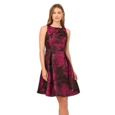 Imagem de Adrianna Papell Vestido curto envelope jacquard feminino, Magenta/preto, 50